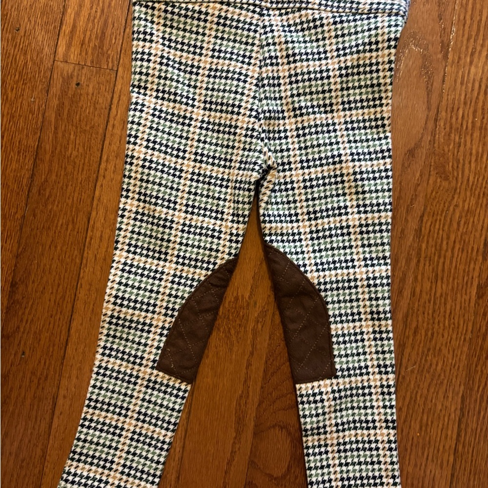 NWOT Janie and Jack Checkered Leggings with Brown Details